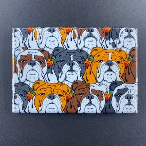 English Bulldog Magnet, Retro Rainbow Dog Art Decor, Handmade Gift 2x3"